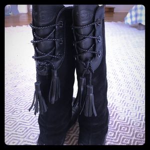 Tod’s black suede winter boots size 38 Italian